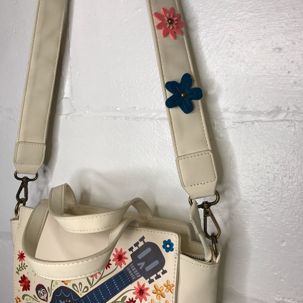 Loungefly Disney Pixar Coco Floral Guitar Crossbody Bag Tote Purse - Picture 5 of 15